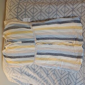 Time & Tru, linen, stripe cinch/tie waist dress, size 4-6